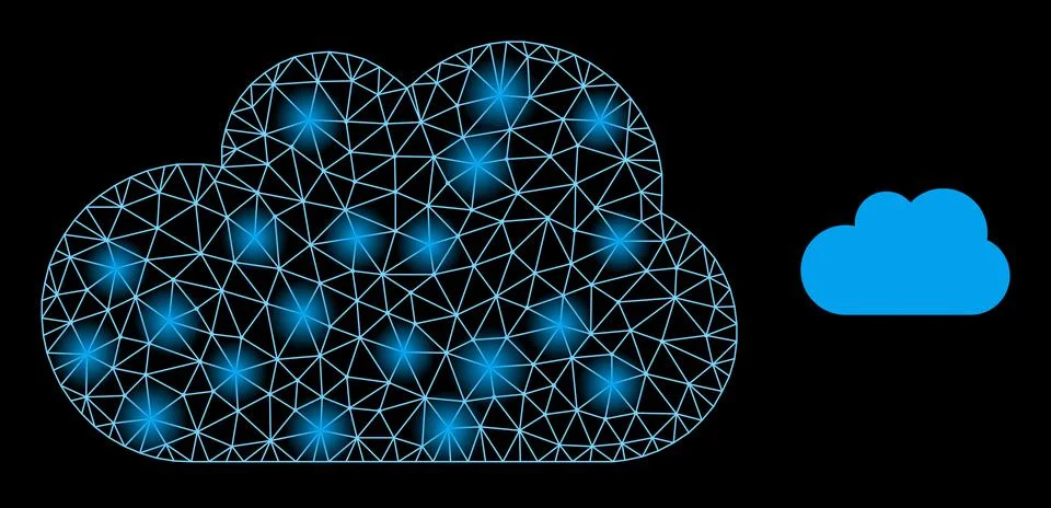Bright Web Network Cloud Icon with Sparkles イラスト素材