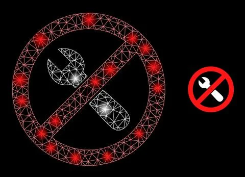 Bright Web Network Do Not Repair Icon with Constellation Nodes イラスト素材