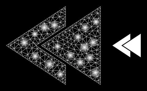 Bright Web Network Fast Back Rewind Icon with Lightspots Stock Illustration