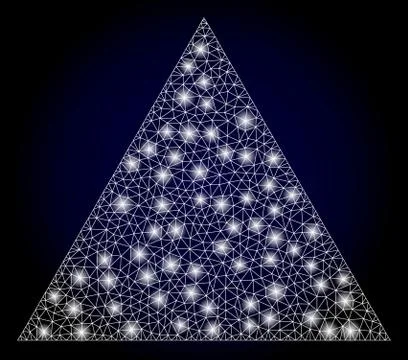 Bright Web Network Filled Triangle with Light Spots Stock Illustration