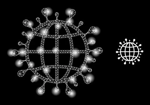 Bright Web Network Global Coronavirus Icon with Constellation Nodes 库存插图