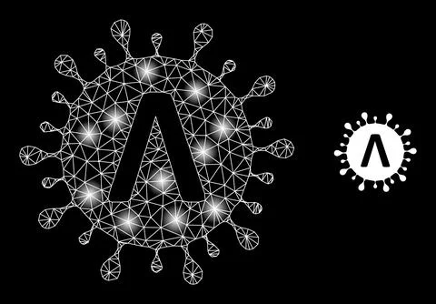 Bright Web Network Lambda Coronavirus Strain Icon with Sparkles 库存插图
