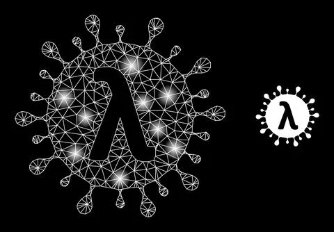 Bright Web Network Lambda Covid Virus Icon with Glare Spots 스톡 일러스트