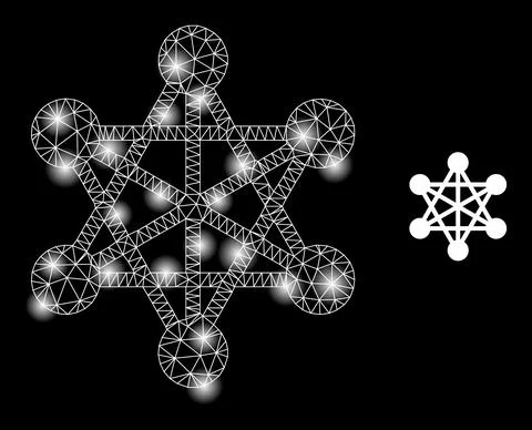 Bright Web Network Links Icon with Light Spots Stock Illustration