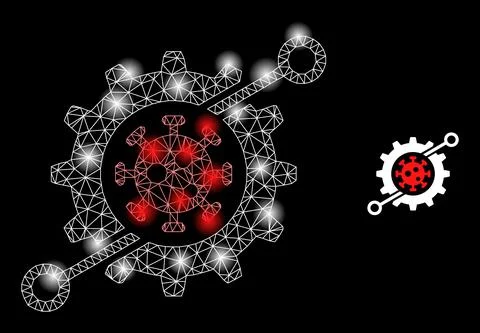 Bright Web Network Nanobot Icon with Lightspots 库存插图