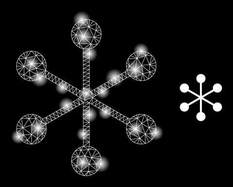 Bright Web Network Net Structure Icon with Glare Spots Illustrazione stock