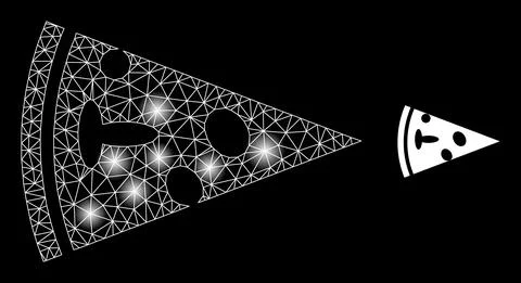 Bright Web Network Pizza Piece Icon with Constellation Nodes Stockillustratie