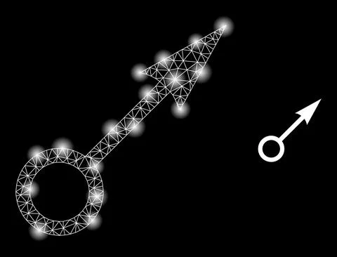 Bright Web Network Point Direction Icon with Constellation Nodes Illustrazione stock
