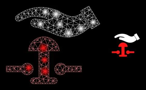 Bright Web Network Press Alarm Button Icon with Constellation Nodes 库存插图