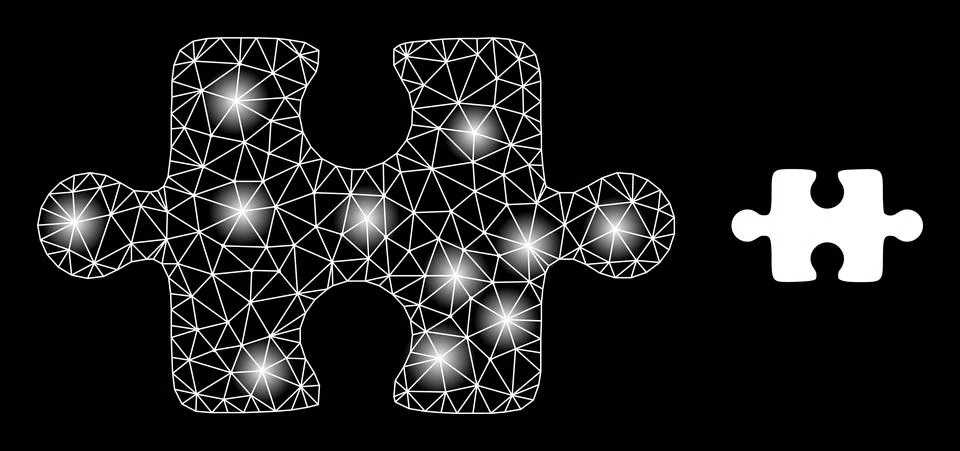 Bright Web Network Puzzle Item Icon with Glare Dots Stock Illustration