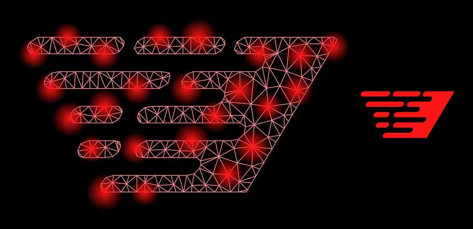 Bright Web Network Rush Effect Icon with Constellation Nodes Stock Illustration