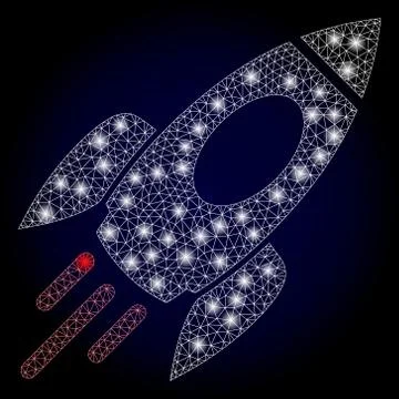 Bright Web Network Space Rocket with Glare Spots Stock Illustration