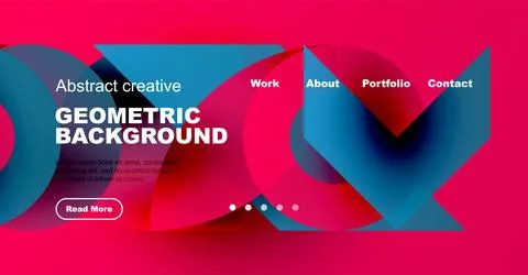 Bright website header design. Geometric shapes, vibrant colors, text elements 스톡 일러스트