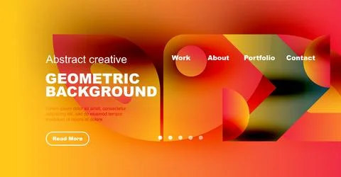 Bright website header design. Geometric shapes, vibrant colors, text elements 스톡 일러스트