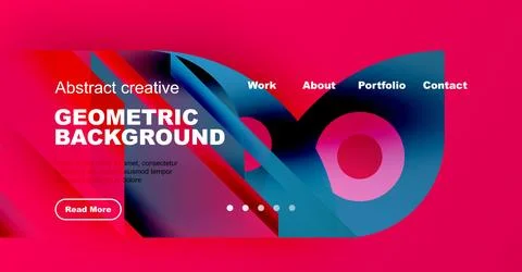 Bright website header design. Geometric shapes, pinks, blues create modern 스톡 일러스트