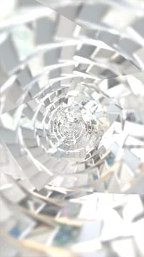 Bright white abstract 3d geometric mirrored tunnel perspective Stock Illustration