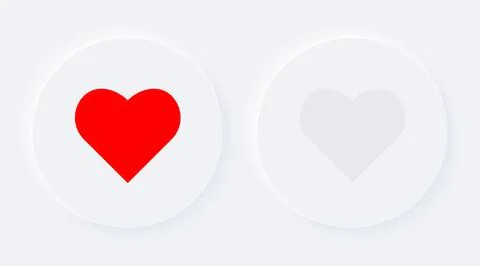 Bright white buttons with red and grey heart shape. Internet symbol like on a Stock Illustration