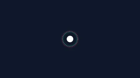 A bright white circle surrounded by glowing red and blue dotted rings 库存影片 336262465