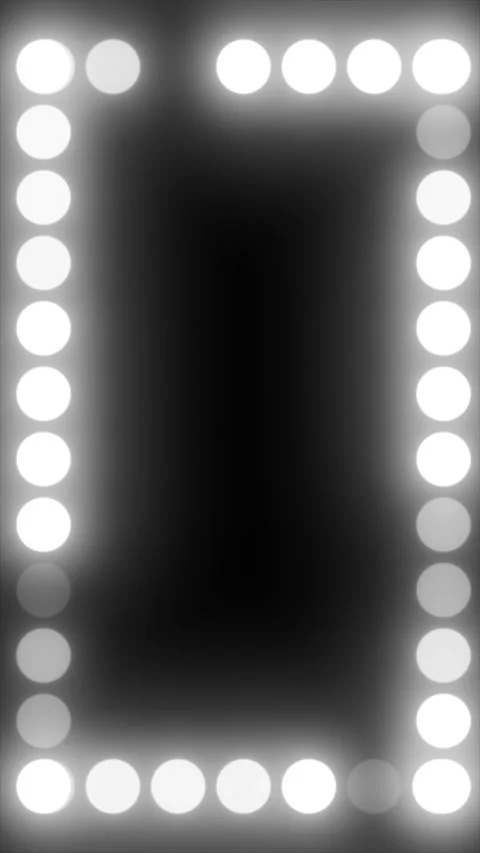 Bright white circular bulbs form a glowing rectangular frame on black backg.. 스톡 동영상 330611293