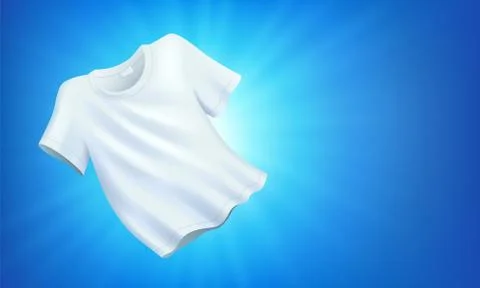 Bright white clean clothes, laundry on blue background Stock Illustration
