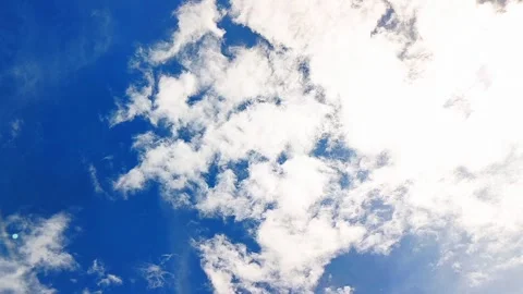 Bright White Clouds on a Deep Blue Sky Stock Footage 340238761