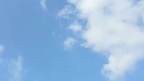 Bright white clouds fly across the bright blue sky. The sky is clear in the.. Stock Footage 266897010