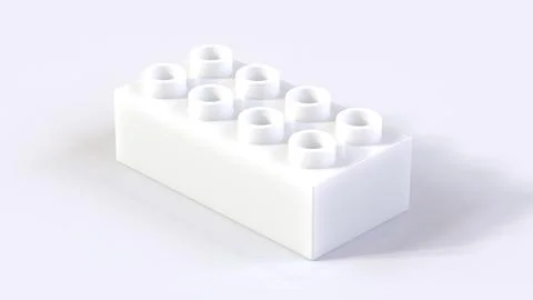 Bright White Construction Plastic Brick Block Isolated on White Background 스톡 일러스트