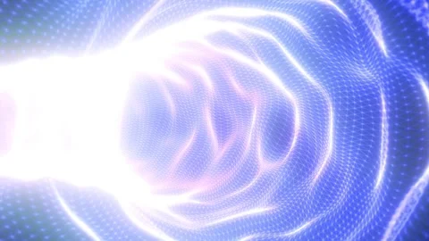 Bright white energy column inside a blue wireframe vortex 스톡 동영상 341503386