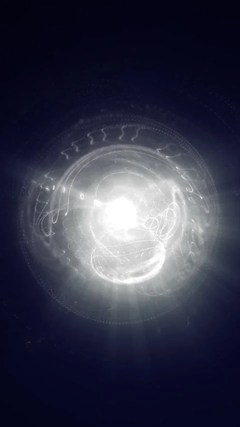 Bright white energy vortex with glowing circular trails, particles, and rad.. Stock Footage 335263638