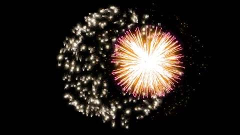 Bright white firework explosion isolated on black background for festive Stock Footage 344918033
