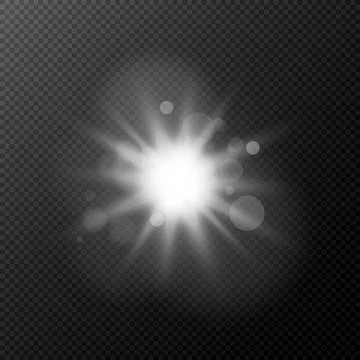 A bright white flash isolated on a transparent background. Flash, highlight f Illustrazione stock