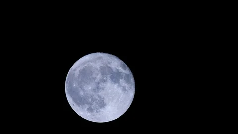 Bright White Full Moon Clear Sky Close Up, 4k Stock Footage 100992448