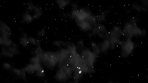 Bright white glowing star clusters against a dark gray shadowy clouds night sky  Vidéo 336159854