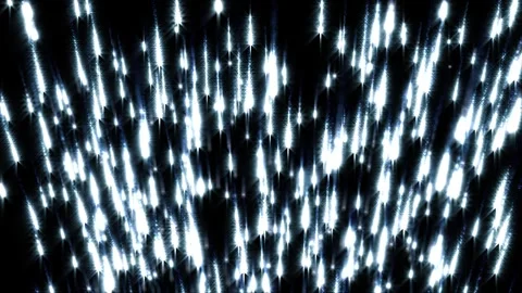 Bright white glowing streaks falling on dark background creating a sparkling Stock-Footage 330592986