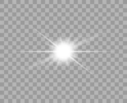 Bright White Light Burst Effect with Transparent Background for Design Uses. Stock Illustration