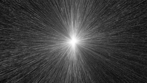 From the bright white light source, lines diverge in different directions Stock Footage 264116282