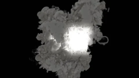 A bright white light is trying to disperse the thick smoke swirling against a Stock Footage 177215462