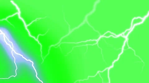 Bright white lightning bolt strike on green screen background for visual 库存影片 342896985