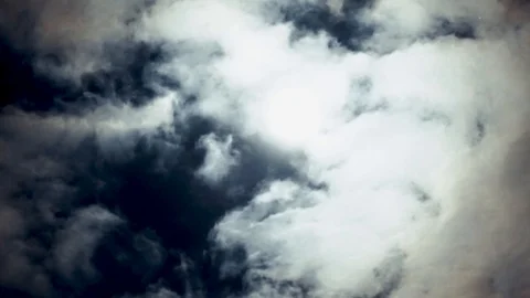 Bright white moon between volume cumulus clouds. Witchcraft time. Stock Footage 108023902
