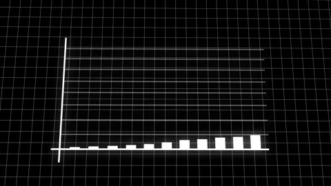 Bright white neon bar chart with grid pattern visualizing data, for example.. Stock Footage 321586000