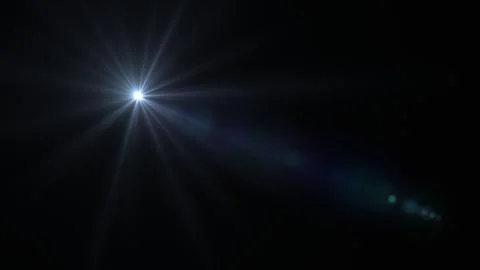 Bright White Optical Lens Flare Starburst on Black Background Stock Illustration
