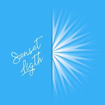 Bright white rays on blue background. Sunlight cover with dazzling radiance Stock Illustration