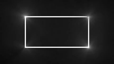 A bright white rectangle neon light glows on dark background with smoke eff.. Stock-Footage 335493595