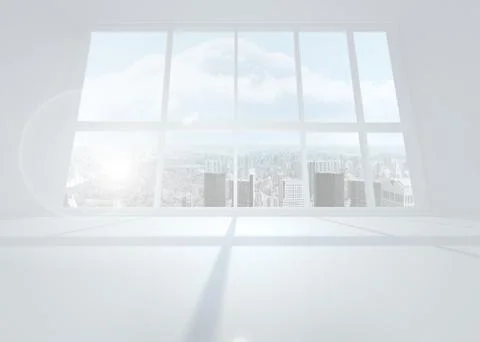 Bright white room with windows 스톡 일러스트