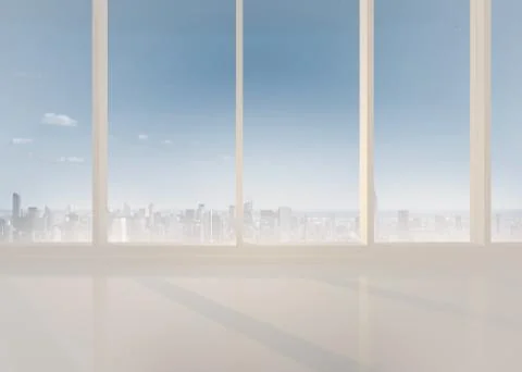 Bright white room with windows 스톡 일러스트
