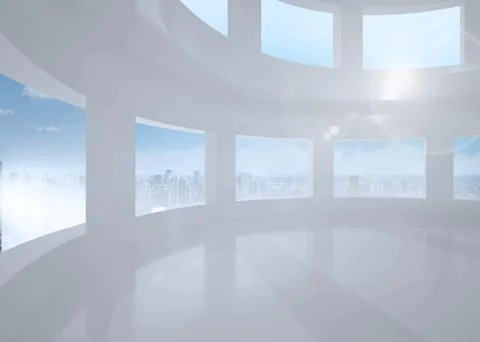 Bright white room with windows 스톡 일러스트