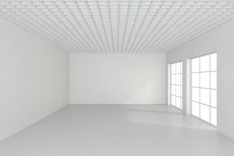 Bright white room with windows 库存插图