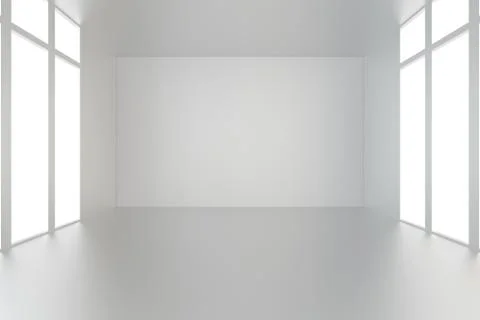 Bright white room with windows Ilustración de archivo