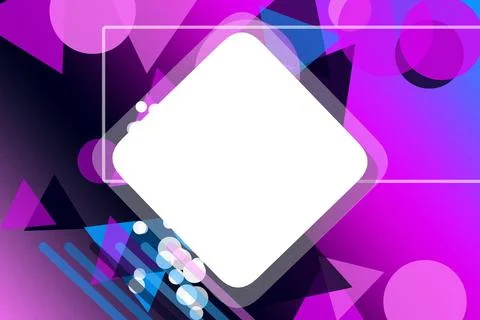 A bright white speech bubble floats over vivid neon triangles, circles, and.. 스톡 일러스트