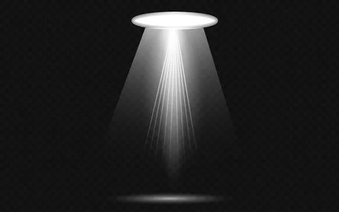 Bright white spotlight with glow effect isolated on black background Stock Illustration